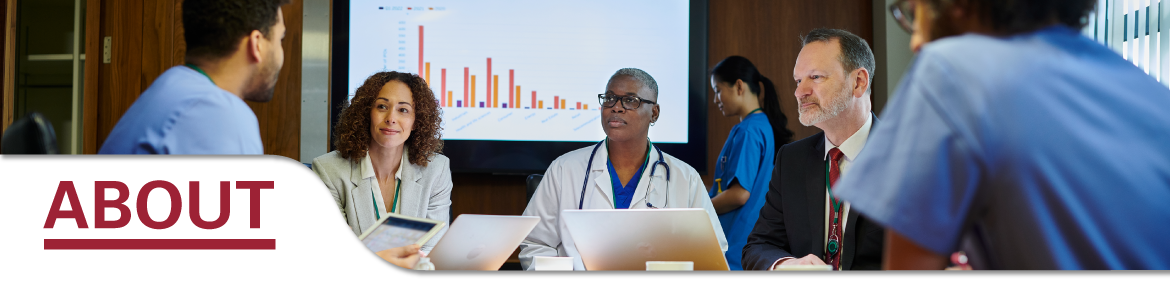 group of medical professionals and capacity management team having a board meeting